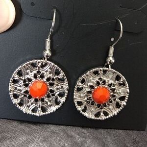 Mixit silver tone and orange earrings